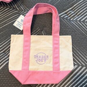 Pink and Cream Canvas Tote Bag